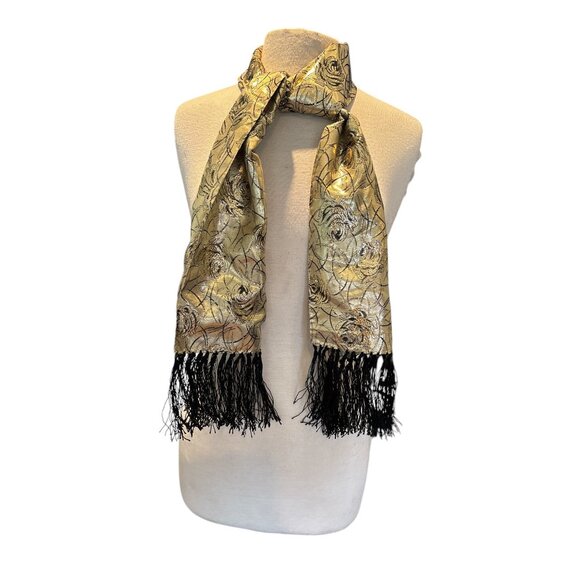Oscar De La Renta Metallic  Fringe Scarf - Picture 1 of 7